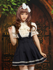 Bleu marine coton Lolita jupe Salopette Beige rayure Déguisements Halloween