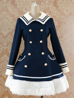 Bleu marine taille contrôlée Sailor Style Lolita Coat Déguisements Halloween