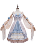 Bleu Sweet Lolita JSK Robe Nude Sans Manches Fleurs Jupes Lolita À Volants