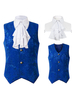 Bleu Vintage Top Vintage Volants Sans Manches Polyester Polyester Fibre Gilet Rétro Costumes Pour Homme