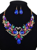 Éblouissant ensemble bijoux métallique Cristal bleu d