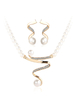 Éblouissant ensemble bijoux métallique fausse perle or fermoir homard