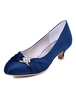 Éblouissante chaussure de mariée en fausse soie à petits talons avec cristal Escarpin