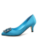 Éblouissante chaussure de mariée en satin à petits talons avec strass Escarpin