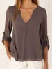 Blouse 2021 Manches longues T-shirts plissé haute basse Casual mousseline Tops pour femmes