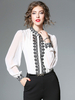 Blouse belle mode en chiffon bicolore brodé vêtements journaliers