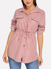 Blouse Chemise Femme Courte à Col Revers avec Manches Courte Longues Coupe Cintrée à Lacets avec Poche avec Boutons Unicolore Blouse Sexy