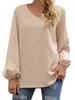 Blouse Chemiser Femme Courte en Mousseline à Col V avec Manches Longues Amples Unicolore Blouse Sexy