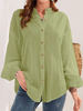 Blouse Chemisier Décontracté Femme à Col Rond avec Manches Longues avec Boutons Unicolore Blouse Femme