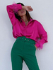 Blouse Chemisier Femme à Col Montant avec Manches Longues Amples avec Boutons