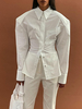 Blouse Chemisier Femme à Col Revers avec Manches Longues avec Boutons Unicolore