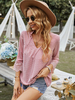 Blouse Chemisier Femme à Col V à Lacets avec Manches Longues en Dentelle
