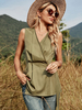 Blouse Chemisier Femme à Col V Sans Manches Coupe Cintrée Unicolore Chemisier Femme