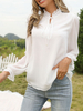 Blouse Chemisier Femme en Mousseline à Col Montant à Lacets avec Manches Longues Amples Unicolore Blouse Femme
