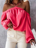 Blouse Chemisier Femme en Mousseline Décontracté avec Manches Longues Amples Unicolore Blouse Eté
