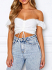 Blouse Chemisier Haut Sexy Taille Haute avec Bretelles à Col Décolleté en V Unicolore