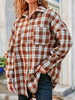 Blouse Chemisier Imprimé Carreaux à Col Revers avec Manches Longues avec Boutons avec Poche Bicolores