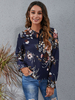 Blouse Chemisier Imprimé Fleurie Courte en Mousseline à Col Rond à Lacets avec Manches Longues Amples Blouse Femme