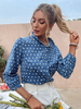 Blouse Chemisier Imprimé Pois à Col Revers avec Manches Longues avec Boutons Bicolores Blouse Femme