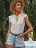 Blouse Chemisier T-shirt Femme à Col Rond à Lacets Unicolore