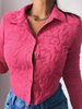 Blouse Chemisier Taille Haute Imprimé Femme avec Manches Longues à Col Revers avec Boutons Unicolore Blouse Sexy