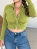 Blouse Chemsier Taille Haute Femme avec Manches Longues à Col Revers avec Boutons Unicolore Haut Sexy