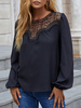Blouse Femme T-shirt Creusante à Col Rond avec Manches Longues Unicolore Blouse Chemisier Femme