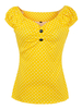 Blouse Femmes Jaune Vintage 2021 à manches courtes col V années 1950