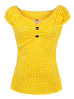Blouse Femmes Jaune Vintage 2021 à manches courtes col V années 1950