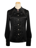 Blouse Gothique Chemisier Manches Longues Lolita Collier De Cordon Noir Chemise Lolita