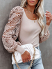 Blouse Haut Sexy Chemisier Courte Femme à Col Carré avec Manches Longues Amples Unicolore