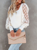 Blouse Haut Sexy Chemisier Courte Femme à Col Carré avec Manches Longues Amples Unicolore