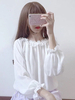 Blouse Lolita blanche en mousseline plissée Sweet Lolita Top Frill Déguisements Halloween