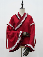 Blouse Lolita en polyester à manches longues bordeaux