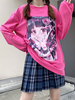 Blouse Lolita Femme Rose Polyester Col Bijou Manches Longues Polyester Lolita T-Shirt