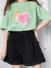 Blouse Lolita Femme Vert Clair Polyester Bijou Manches Courtes T-Shirt Lolita