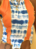 Blouse orange pour les femmes col bijou sans manches sans manches motif tie dye en mousseline de soie décontracté hauts dété