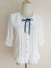 Blouses académiques Lolita Haut Lolita blanc écru Demi-manches Chemise Lolita à volants plissés