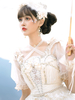 Blouses Lolita Abricot Léger Demi Manches Noeuds Polyester Bowknot Top Lolita Chemise Lolita Douce