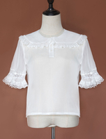 Blouses Lolita Chemise Lolita transparente à manches courtes blanche