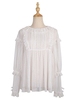 Blouses Lolita de style ROCOCO Manches longues Noeuds Volants Haut Lolita Abricot clair Chemise Lolita