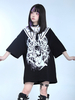 Blouses Lolita Steampunk Volants Haut Lolita Manches Courtes Imprimé Floral Chemise Lolita Noire