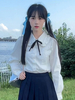 Blouses Sweet Lolita Blanc Manches Longues Noeuds Volants Haut Lolita Chemise Lolita