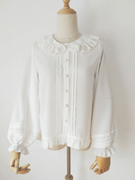 Blouses Sweet Lolita Blanc Manches Longues Volants Haut Lolita Chemise Lolita