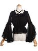 Blouses Sweet Lolita Blouses Hime Manches Cross Top Top Lolita Déguisements Halloween
