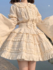 Blouses Sweet Lolita Haut Lolita Blanc Écru Manches Courtes Chemise Lolita À Volants Plissés