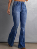 Blue Jeans Pantalon de jour évasé taille haute avec fermeture éclair pour femme