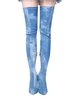 Blue Stretch Bottes High Heel Femmes Au-dessus du genou Bottes pointues de la cuisse