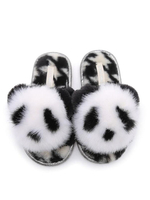 Boa Pantoufles Blanc Noir Tricot Laine Haut Bout Fermé Panda Intérieur Maison Pantoufles Chaussures