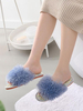 Boa Pantoufles Bleu Tricot Laine Haut Bout fermé Porte Extérieure Maison Pantoufles Chaussures